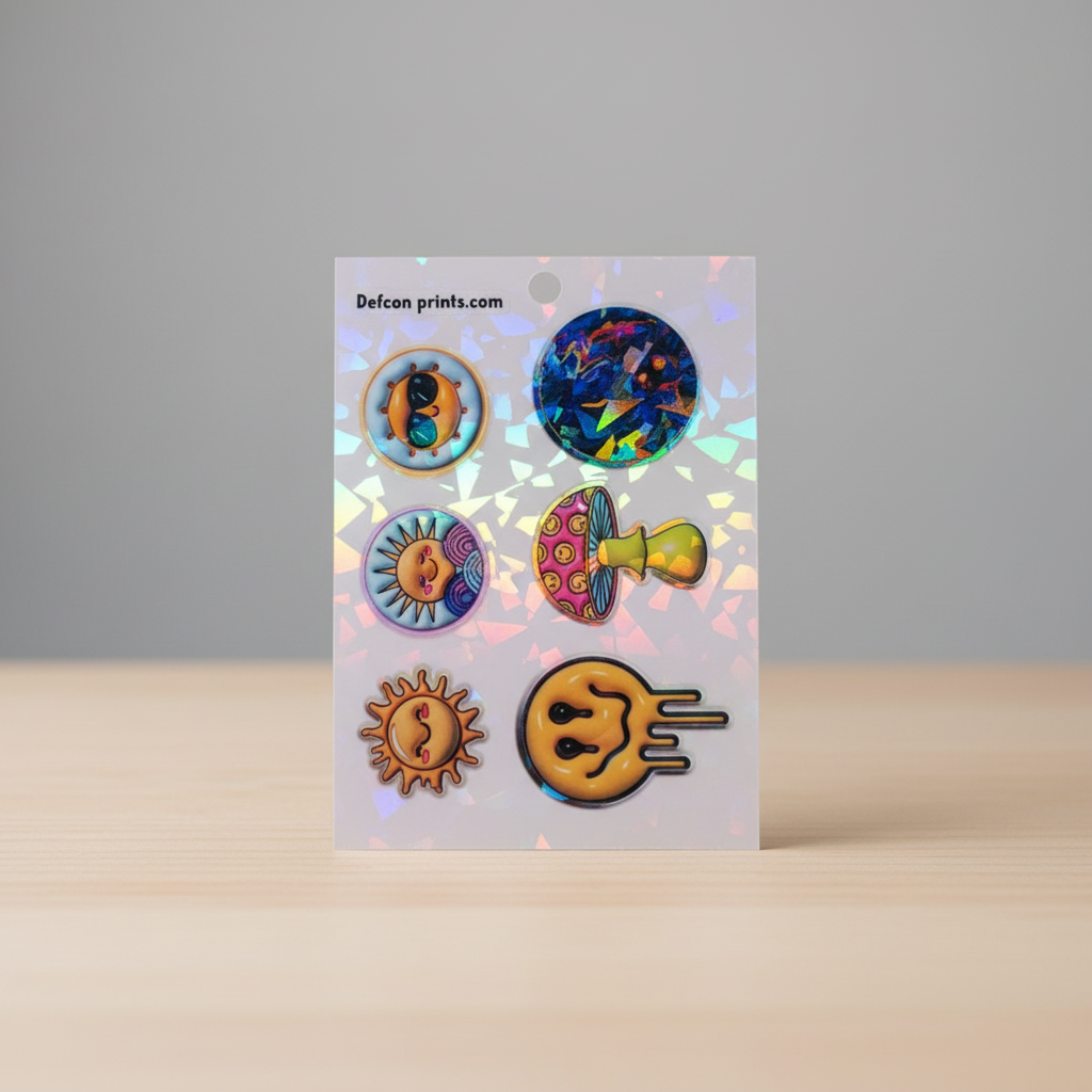 3D illusion Holographic Kiss Cut Stickers 4-Pack