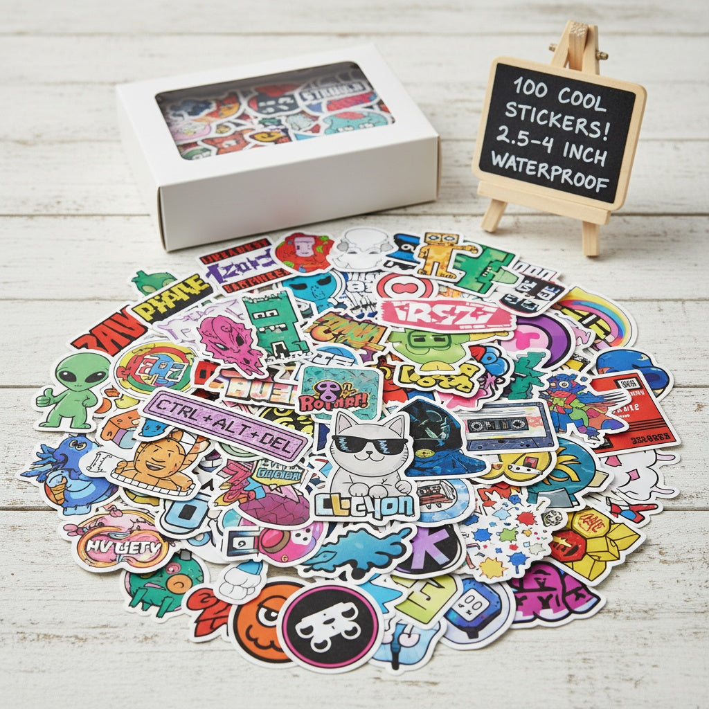 Lot of 75 Random Water-Proof Stickers 2.5-4”